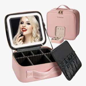Pink Makeup Organizer with Mirror